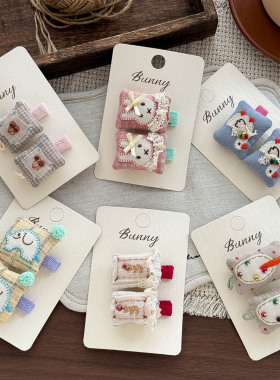 儿童新款串珠卡通动物发夹发圈可爱女宝前额刘海发卡马尾头饰发饰
