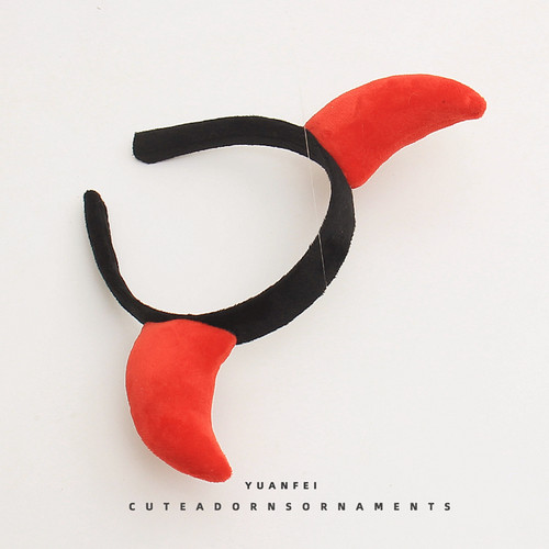 牛掰了～可爱红色牛角发箍万圣节搞怪恶魔角头饰派对装扮拍照发卡 - 图2