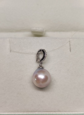 天然海水珍珠近正圆珍珠吊坠10mm纯银皓石万能扣时尚节日礼物礼盒