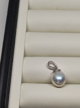 孤品 淡水真珍珠极光透亮水滴10mm+纯银瓜子扣吊坠近无瑕节日礼