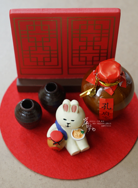 中式国风迷你兔子可爱桌面小摆件