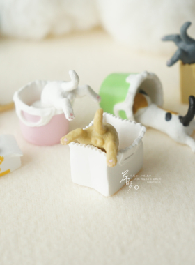 绝版正版扭蛋淘气的猫咪可爱三花猫黑猫手办潮玩具模型公仔摆件