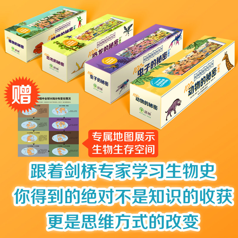 英国引进 通识大百科科普墙书1.8米长卷时间轴科普读物绘本课外阅读儿童百科全书7-8-10-15岁读懂10亿年生物演化 恐龙虫子动物