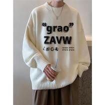 To Meritocratic Tide Sign High Street Round Collar Sweater Mens Autumn Winter New Port Wind Teenagers Casual Warm Long Sleeves Needles