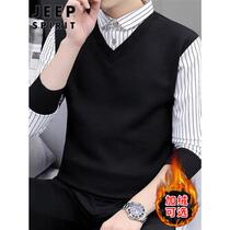 Gip (JEEP) sweater for mens autumn and winter vacation two stitches for mens sweaty jersey mens clothing white stripes