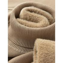 PRIDEME Winter dosing thicken Warmth Integrated Suede High Collar Pure color sweater mens long sleeves fit 100 hitch