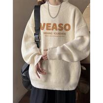 OEMG day family retro sweater men and women autumn and winter gush thickened with warm inner hitch blouse loose casual stitch sweatshirt