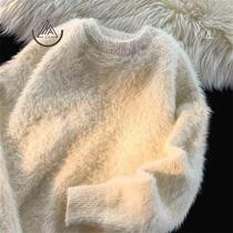 AHZG Port Craze Flu Plush Sweater Male Winter Loose Warm Knit Weaters Sloth and Lazy Sweater sweater with thick white