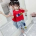 Áo thun bé gái hè 2019 mới nữ lớn trẻ em nửa tay áo quần trẻ em nước ngoài Áo sơ mi cotton ngắn tay trẻ em Hàn Quốc - Áo thun
