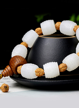 和田玉手链转运珠路路通羊脂白玉