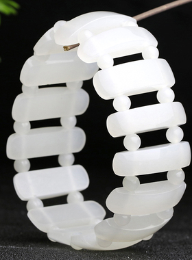 四通新疆和田玉手排天然白玉龙鳞