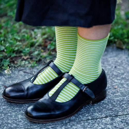 beeff女 无骨 条纹袜子中筒袜春夏ins百搭韩国日系撞色长袜学院风 - 图1