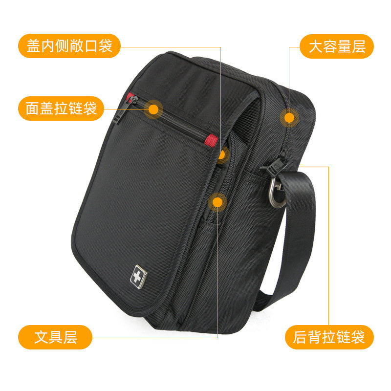 瑞士军刀男休闲防水布包旅行单肩包 瑞世男士包袋