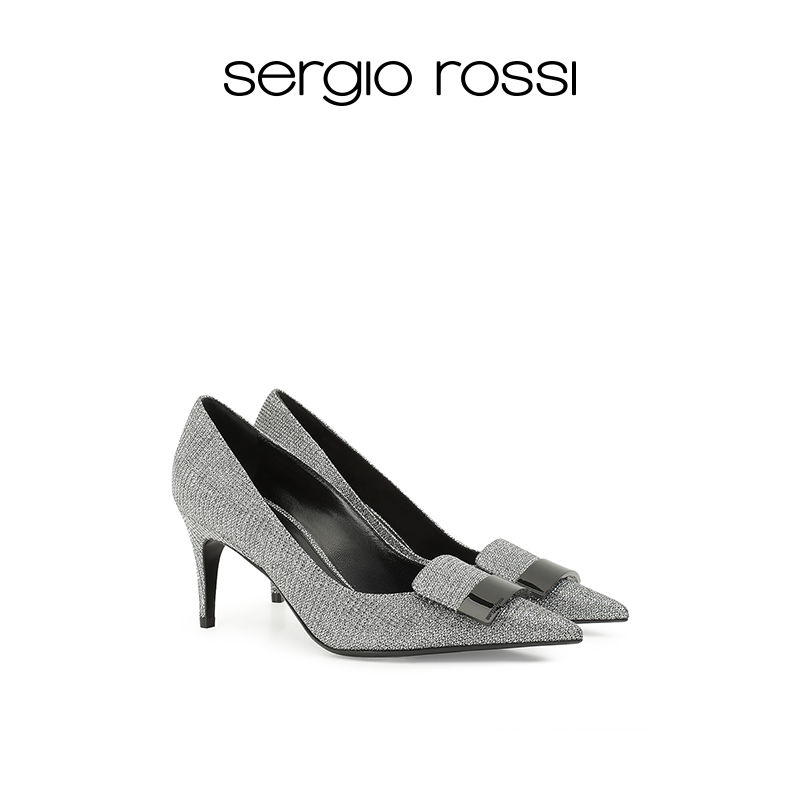 Sergio Rossi/ SR女鞋sr1系列金属饰片高跟鞋 - 图0