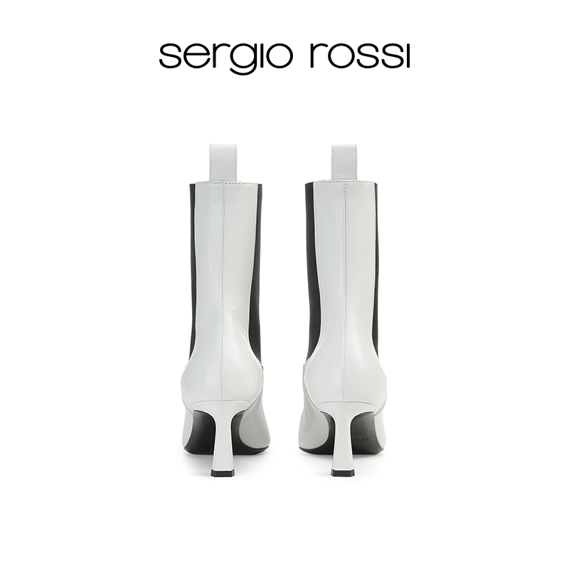 Sergio Rossi/SR女鞋sr Liya系列羊皮尖头高跟短靴 - 图2