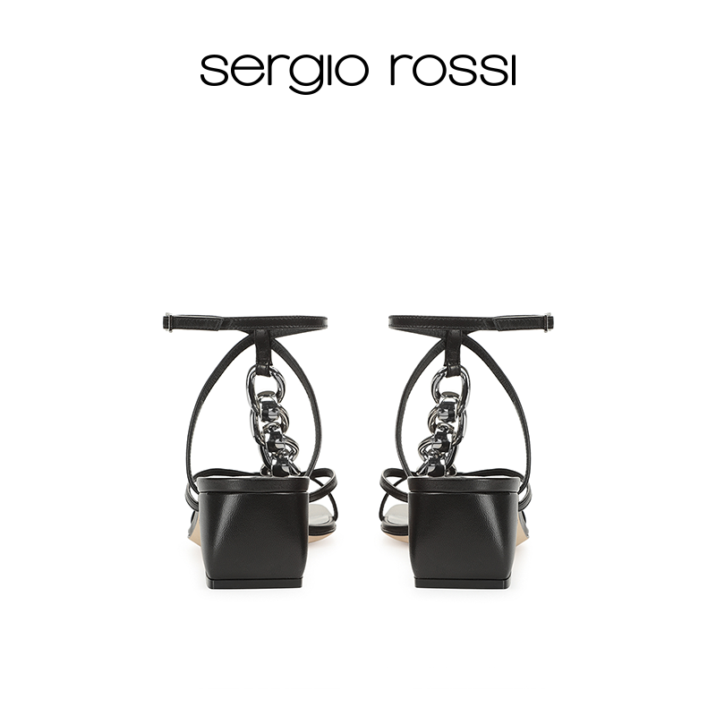 Sergio Rossi/SR女鞋SI ROSSI系列漆皮粗跟凉鞋 - 图2