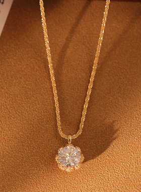 心花怒放爆闪锆石项链女士镶钻高级感花朵锁骨链韩版气质优雅超闪