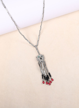 豹子头流苏造型项链微镶锆石设计小众高级感奢华复古套装系列