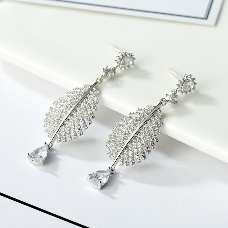 女士羽毛耳环韩版韩国s925银针欧蒂娜网红流行耳饰品,淘宝优惠券,粉丝福利购,淘宝优惠卷