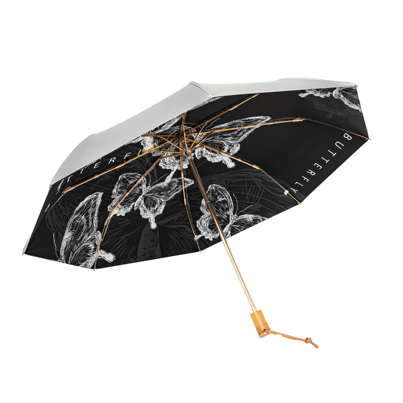 安珀双层防紫外线雨伞女晴雨两用结实抗风加厚防晒折叠遮阳太阳伞