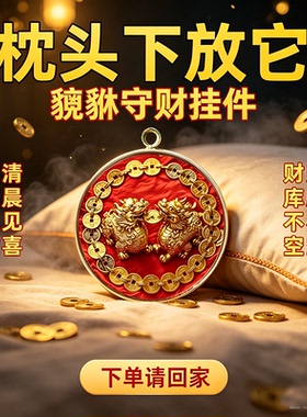 神兽动物麒麟双貔貅铜钱圆牌吞金貔貅摆件只进不出招财旺财挂件