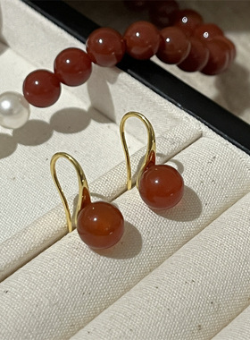 安哥拉红天然红玛瑙项链轻奢复古简约串珠新中式元宝扣锁骨链