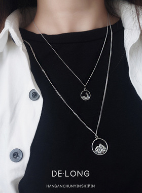 小众个性设计饰品s925纯银复古海誓山盟情侣项链气质男女锁骨链