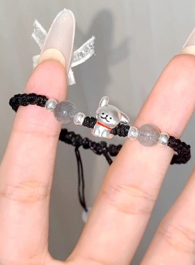 S925足银线条小狗手链