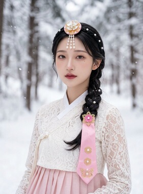 延吉公主拍照写真发箍2件套，韩服头饰女童舞台表演发饰