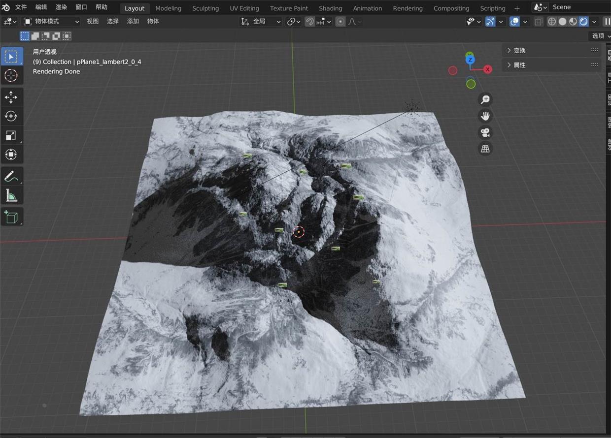 3d maya rhino c4d blender6组2k雪山地形模型文件带贴图 obj fbx - 图0