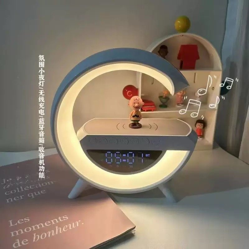 无线充电蓝牙音响闹钟气氛灯多功能台灯夜灯男生生日礼物音响礼盒 - 图0