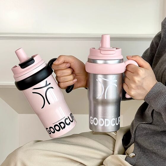 Big Mac thermos cup 2024 new style female tall and beautiful ton cup straw water cup large capacity ice cup