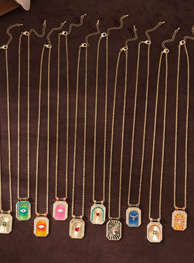 英国George Melis文艺复古风塔罗牌大方牌项链太阳月亮八芒星