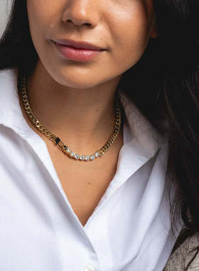 英国george melis欧美钛钢嘻哈个性潮流带钻短项链ins博主欧美