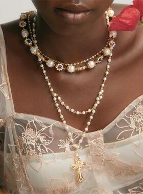 英国george melis哥特风项链套装女 贝壳珍珠个性极简项链欧美