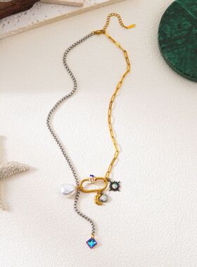 英国george melis欧美原创设计吊坠女星空月亮珍珠拼接项链套装