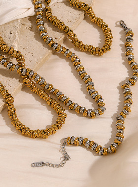 英国george melis欧美简约气质小众个性项链镀18k金手工组装间金