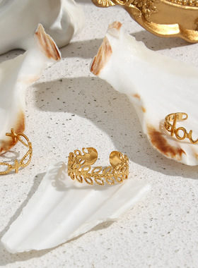 英国george melis欧美ins女小众轻奢设计流行金色镂空多款式戒指