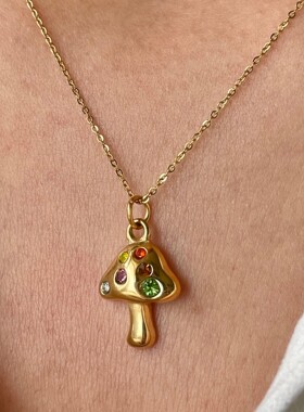 英国george melis金蘑菇项链幸运符号嵌锆项链炉内电镀保色