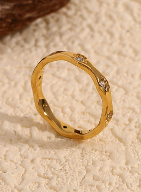 英国george melis欧美ins时尚气质小众设计款手饰镀18k金波浪形