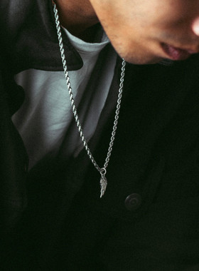 英国george melis男士经典翅膀吊坠项链麻花链潮流朋克毛衣链