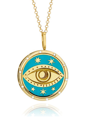 英国george melis塔罗牌项链圆牌项链月亮太阳项链眼睛项链