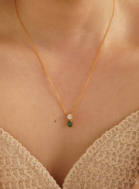 英国George Melis钛钢12诞生石生辰石锆石复古文艺项链锁骨链高