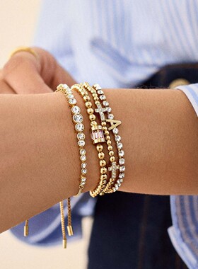 英国george melis欧美手链金色珠子12月份十二生辰石锆石电镀