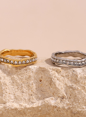 英国george melis欧美时尚小众气质手饰镀18k金不规则波浪纹满