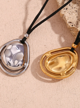 英国george melis欧美小众气质项坠镀18k金双层陨石石头吊坠项链