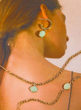 英国george melis绿东陵石项链独立站设计复古费加罗链条镀18k