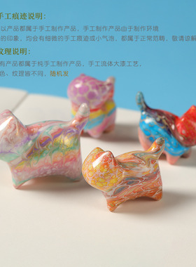 日系设计师topwhit漂漆猫手工木质桌面摆件休闲小奶猫傲娇可爱小
