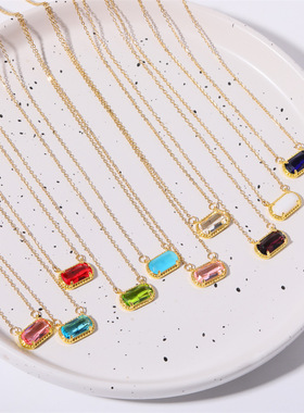 英国george melis椭圆形十二生辰石项链蛋形祖母绿吊坠石锁骨