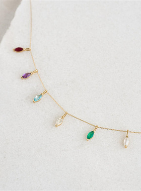 英国George MelisDIY钛钢十二月生辰石吊坠高级感水滴形菱形锆石